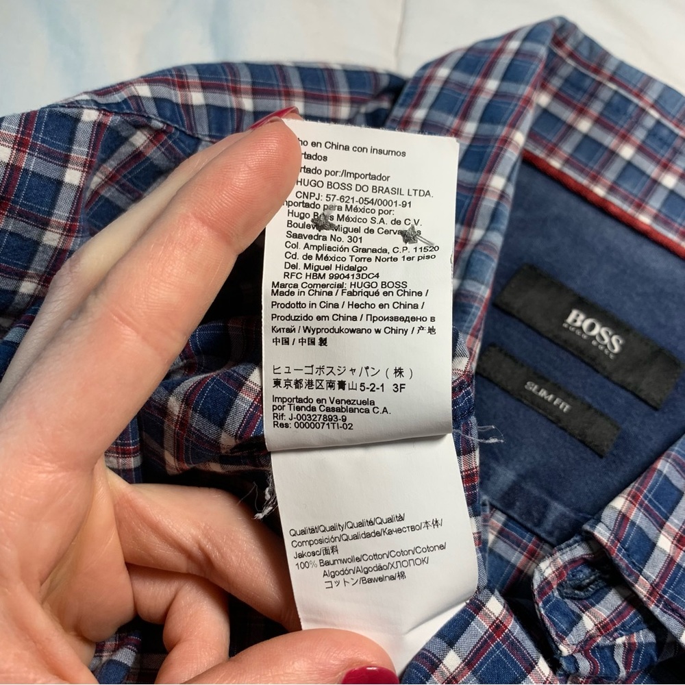 Hugo Boss checkered cotton button- down - Picture 4 of 7